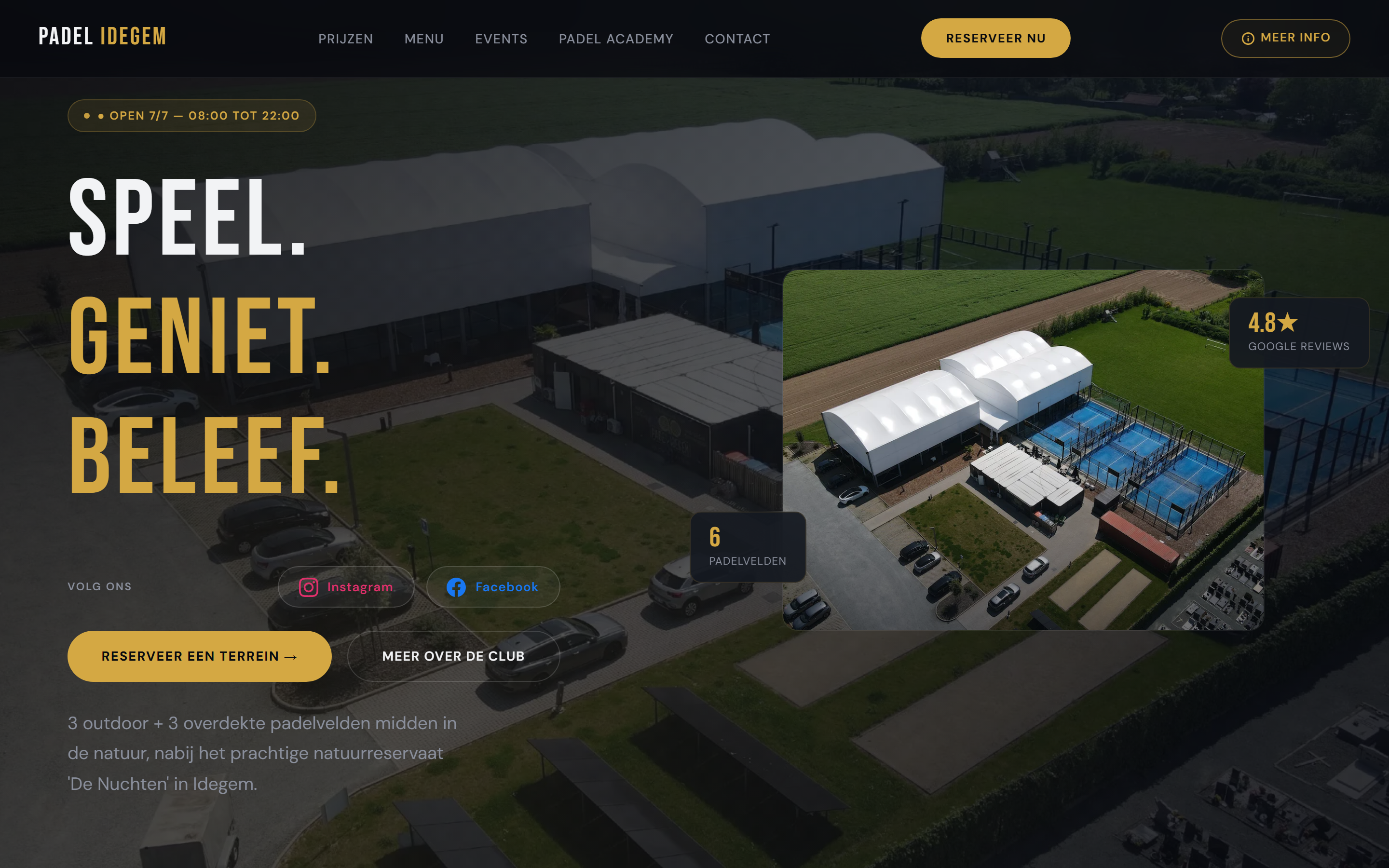 De website van Padel Idegem