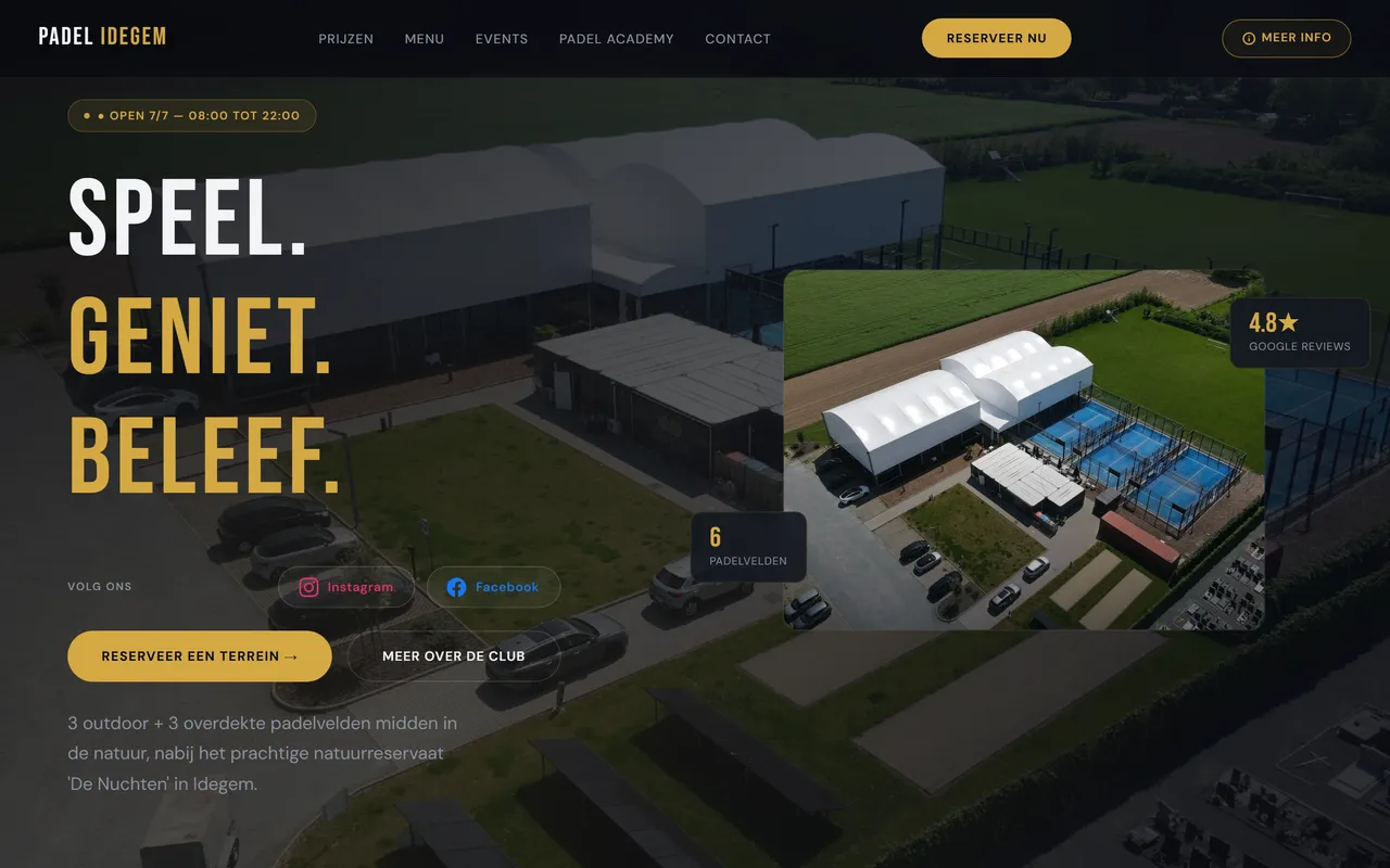 De website van Padel Idegem